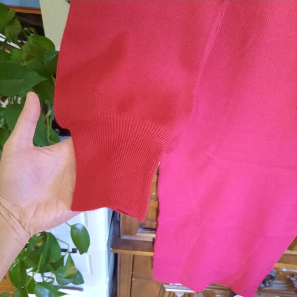 Red V Neck Latern Sleeve Side Slit Maternity Sweater Dress NWT! - Size M - Picture 7 of 15